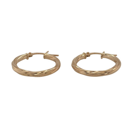 New 9ct Yellow Gold Twisted Hoop Creole Earrings with the weight 0.80 grams and approx 1.8cm diameter