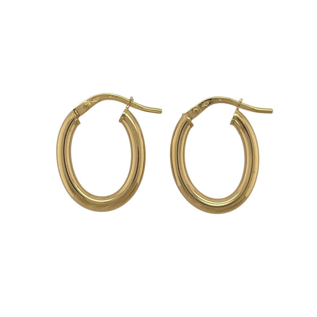 9ct Gold Plain Oval Creole Earrings