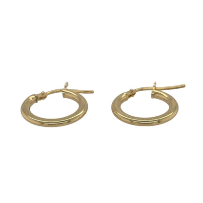 New 9ct Yellow Gold Plain Hoop Creole Earrings with the weight 1 gram and approx 1.3cm diameter