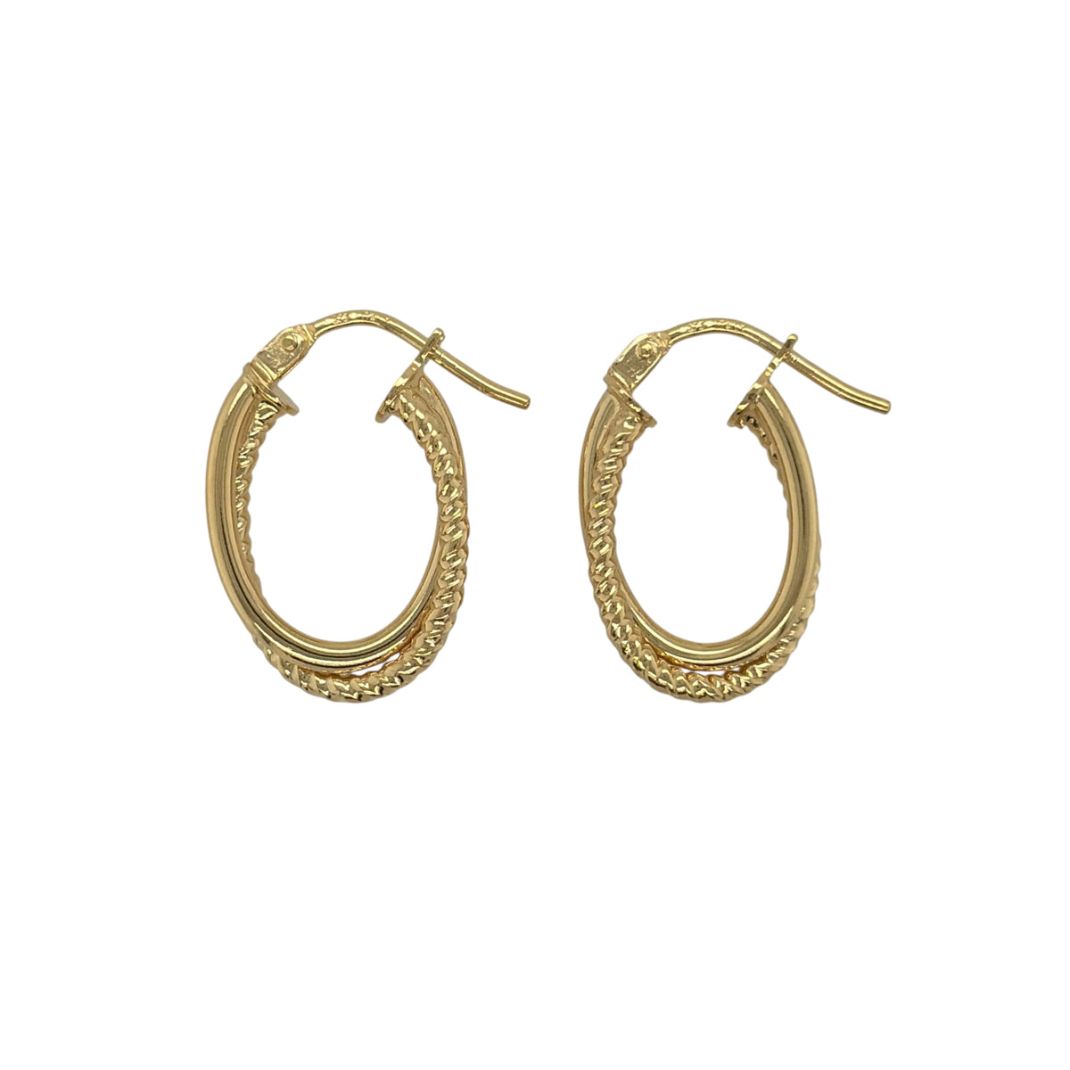 9ct Gold Double Loop Twist Oval Creole Earrings