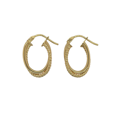 9ct Gold Double Loop Twist Oval Creole Earrings