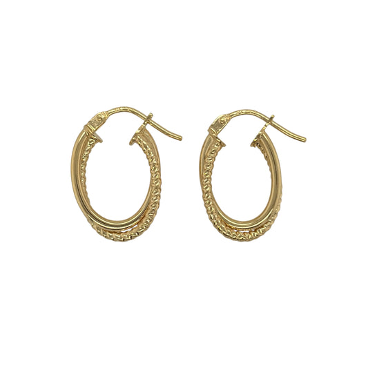 9ct Gold Double Loop Twist Oval Creole Earrings