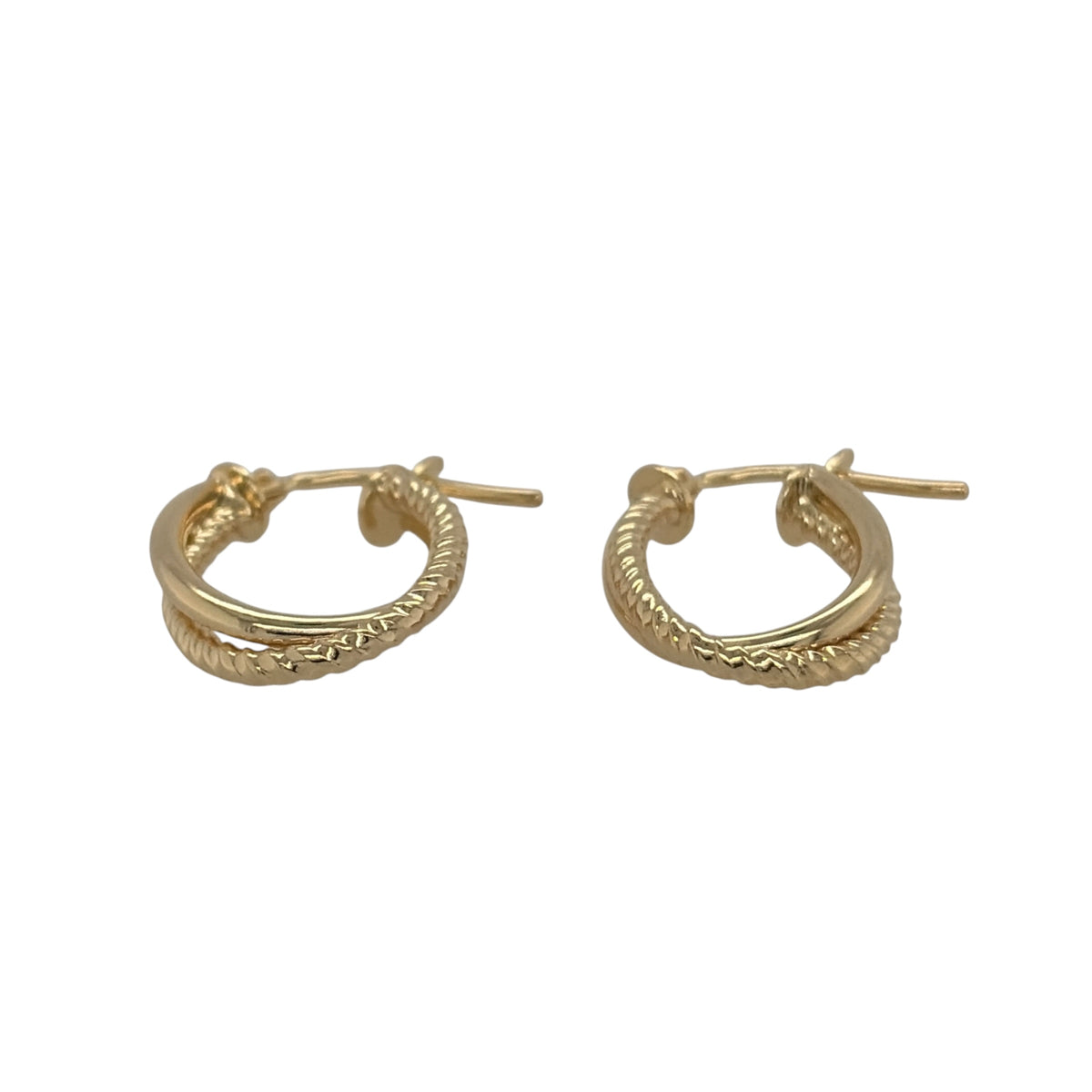 New 9ct Yellow Gold Double Loop Twist Oval Creole Earrings with the weight 1.10 grams and approx 1.7cm height