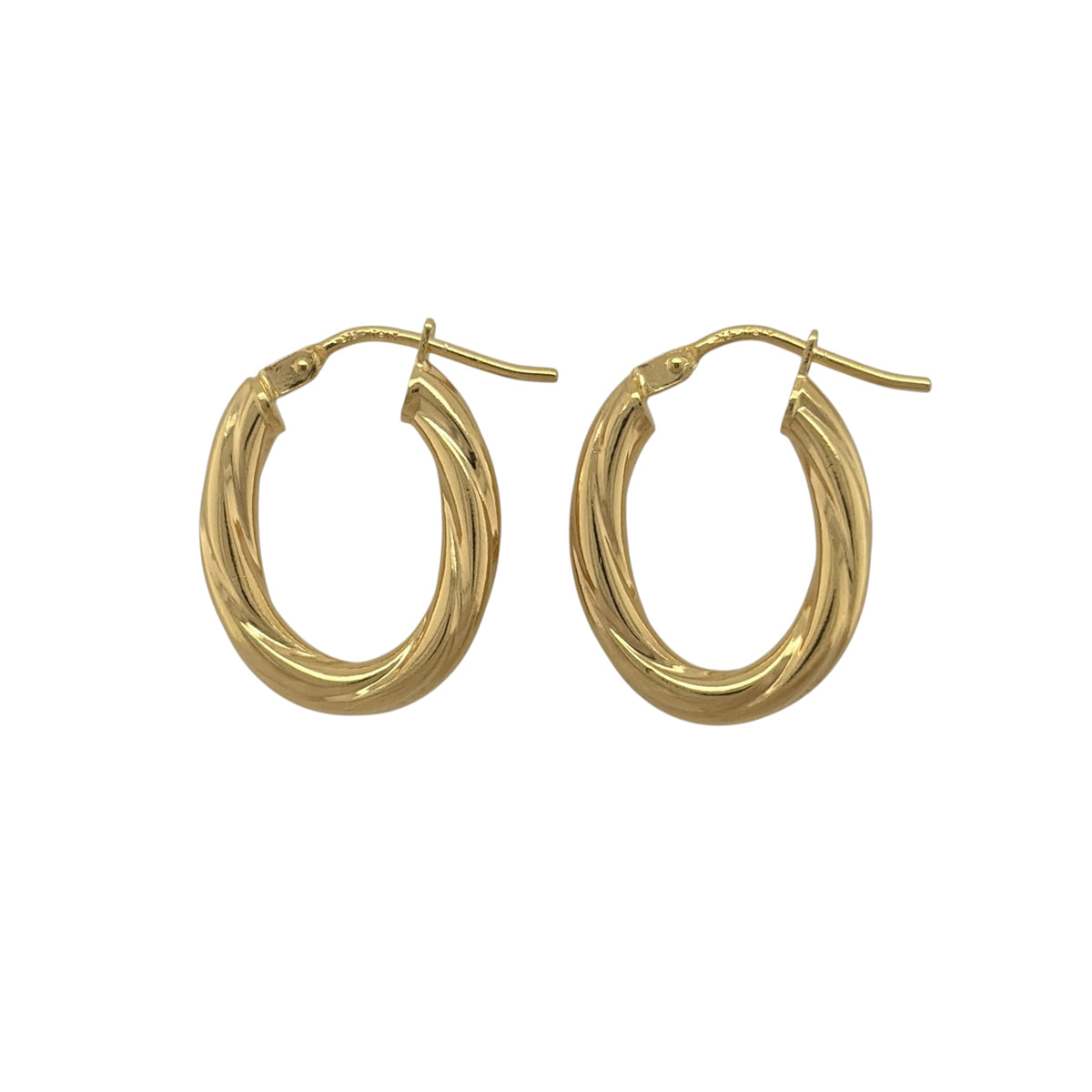9ct Gold Twisted Oval Creole Earrings