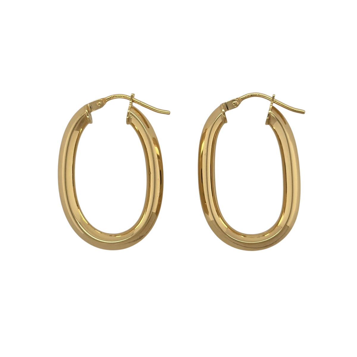 9ct Gold Plain Oval Creole Earrings