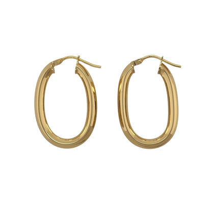 9ct Gold Plain Oval Creole Earrings
