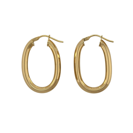 9ct Gold Plain Oval Creole Earrings