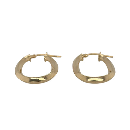 New 9ct Yellow Gold Knife Edge Plain Oval Creole Earrings with the weight 1.30 grams and approx 2.5cm height by 2cm width