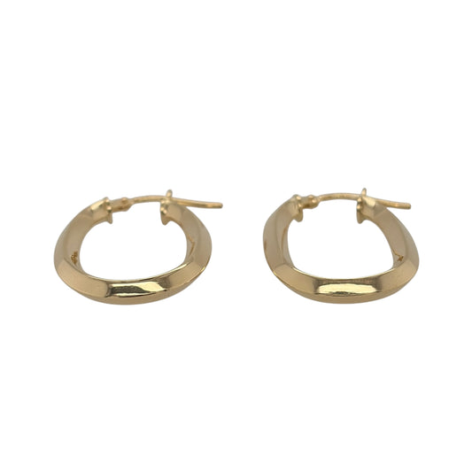 New 9ct Yellow Gold Knife Edge Plain Oval Creole Earrings with the weight 1.30 grams and approx 2.5cm height by 2cm width