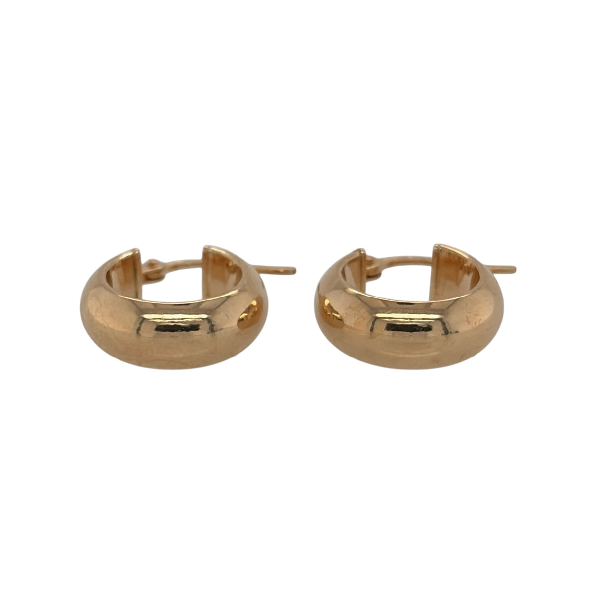 New 9ct Yellow Gold Plain Domed Hoop Creole Earrings with the weight 1.40 grams and approx 1.4cm diameter