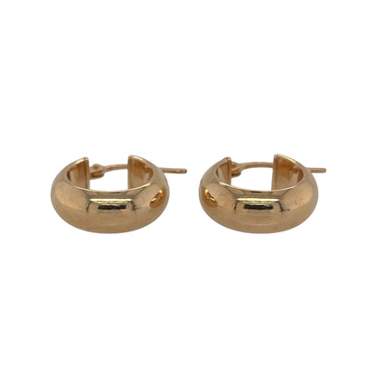 New 9ct Yellow Gold Plain Domed Hoop Creole Earrings with the weight 1.40 grams and approx 1.4cm diameter