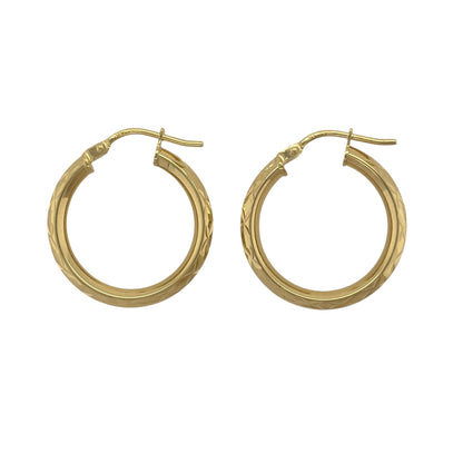 9ct Gold Patterned Hoop Creole Earrings