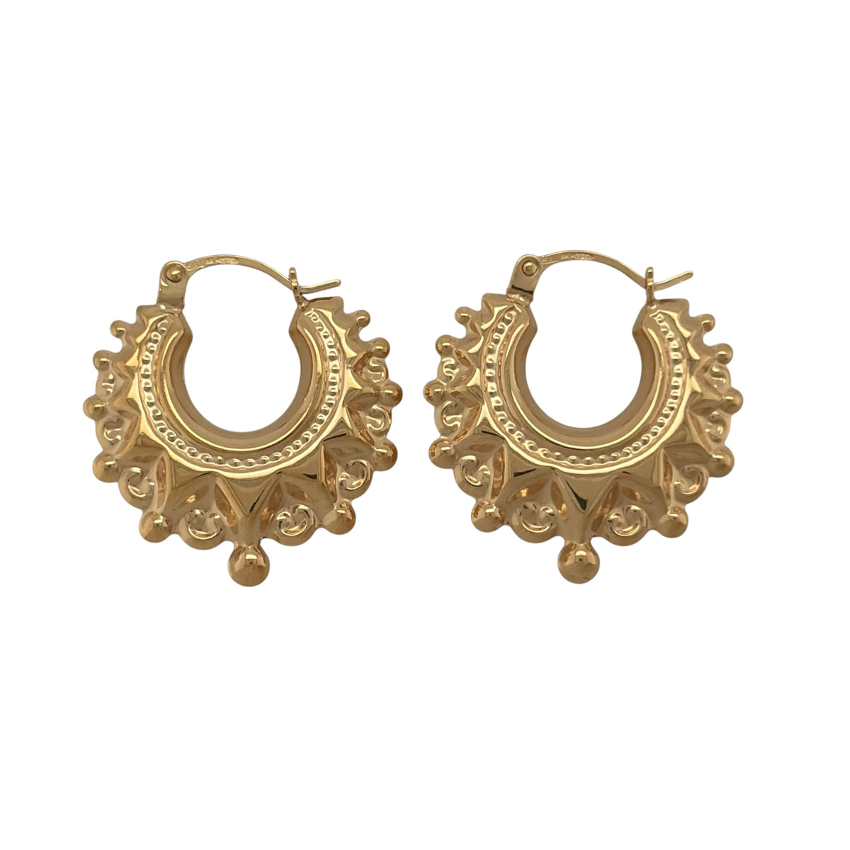 9ct Gold Victorian Style Hoop Creole Earrings