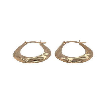 New 9ct Yellow Gold Twisted Style Oval Creole Earrings with the weight 0.90 grams and approx 2.7cm height by 2cm width
