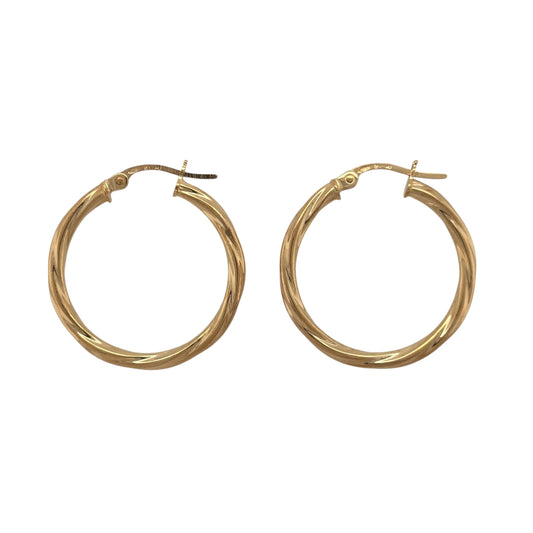 9ct Gold Twisted Hoop Creole Earrings