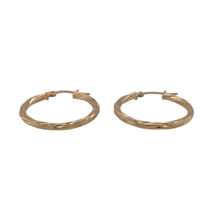 New 9ct Yellow Gold Twisted Hoop Creole Earrings with the weight 1 gram and approx 2.3cm diameter