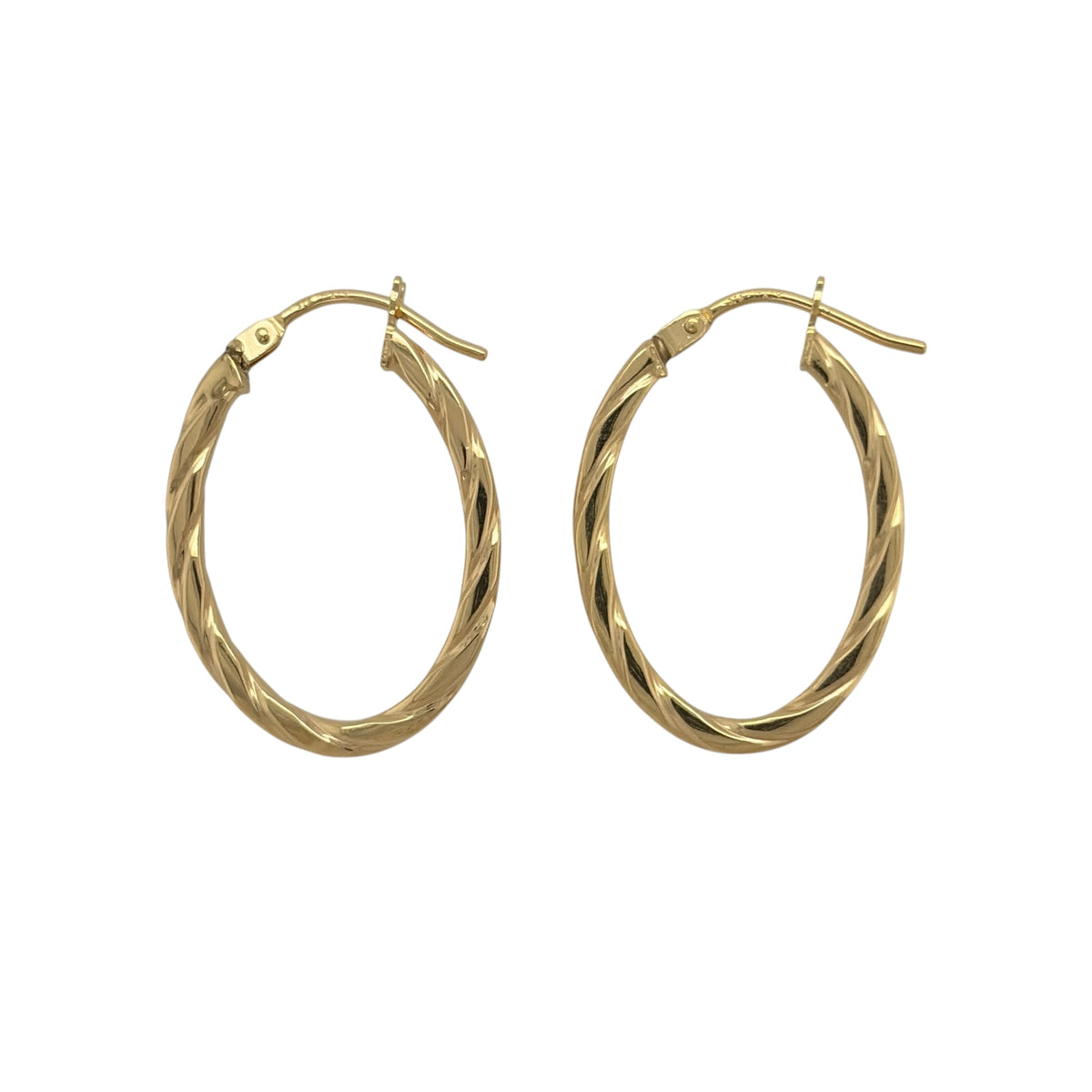 9ct Gold Twisted Oval Creole Earrings