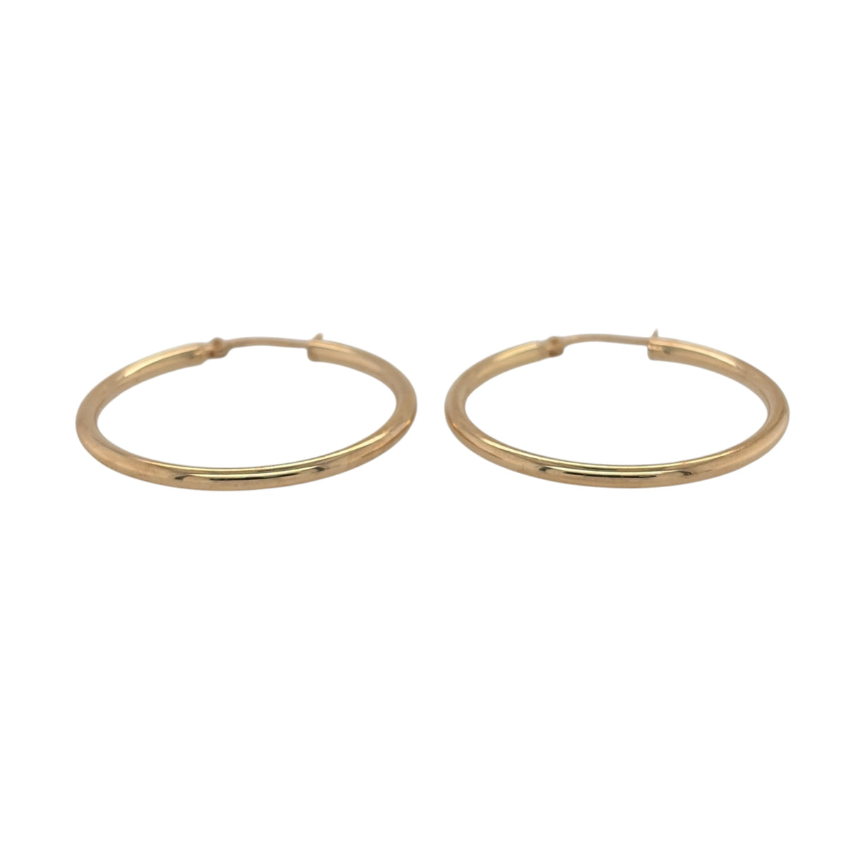 New 9ct Yellow Gold Plain Hoop Creole Earrings with the weight 1 gram and approx 2.8cm diameter
