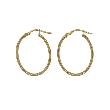 9ct Gold Plain Oval Creole Earrings