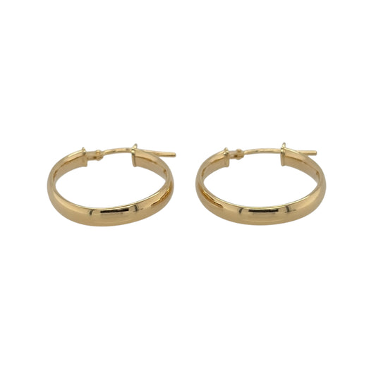 New 9ct Yellow Gold Plain Oval Creole Earrings with the weight 1.10 gram and approx 2cm height