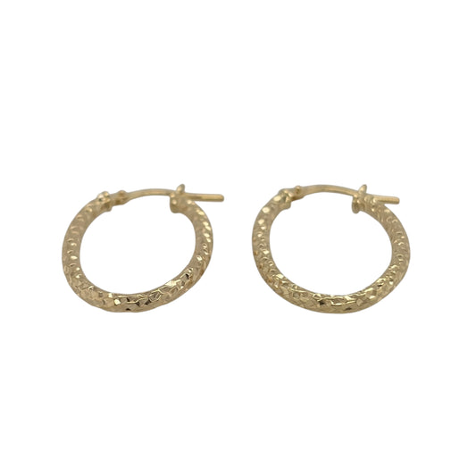 New 9ct Yellow Gold Sparkle Textured Oval Creole Earrings with the weight 1.10 gram and approx 2.7cm height