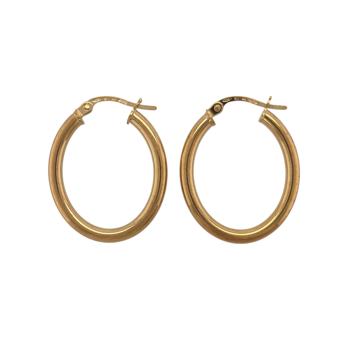 9ct Gold Plain Oval Creole Earrings