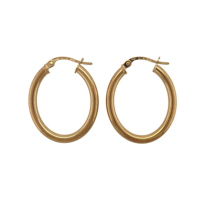9ct Gold Plain Oval Creole Earrings