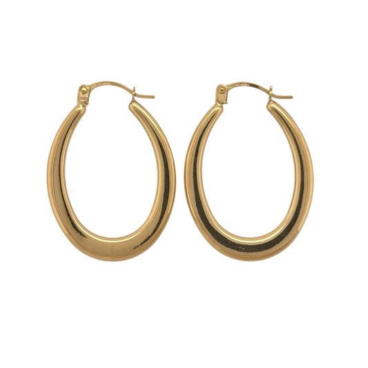 9ct Gold Plain Oval Creole Earrings