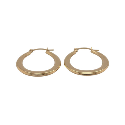 New 9ct Gold Flat Style Plain Oval Creole Earrings with the weight 1.10 gram and approx 2.7cm height