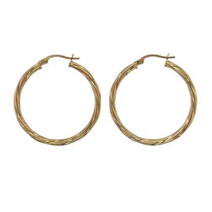 9ct Gold Twisted Hoop Creole Earrings