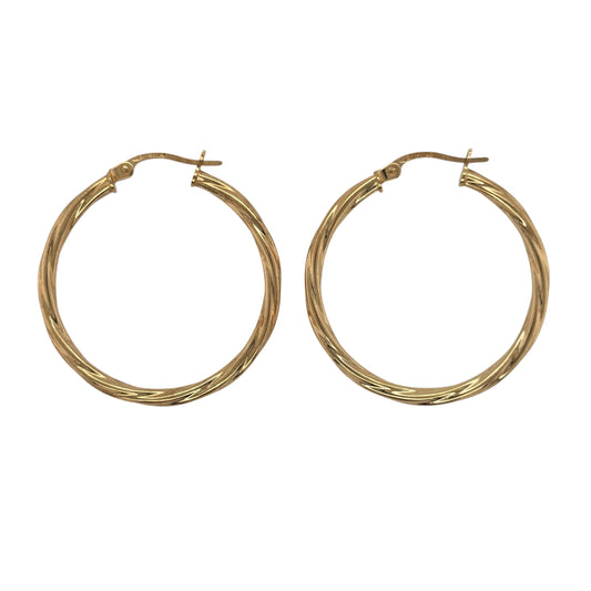 9ct Gold Twisted Hoop Creole Earrings