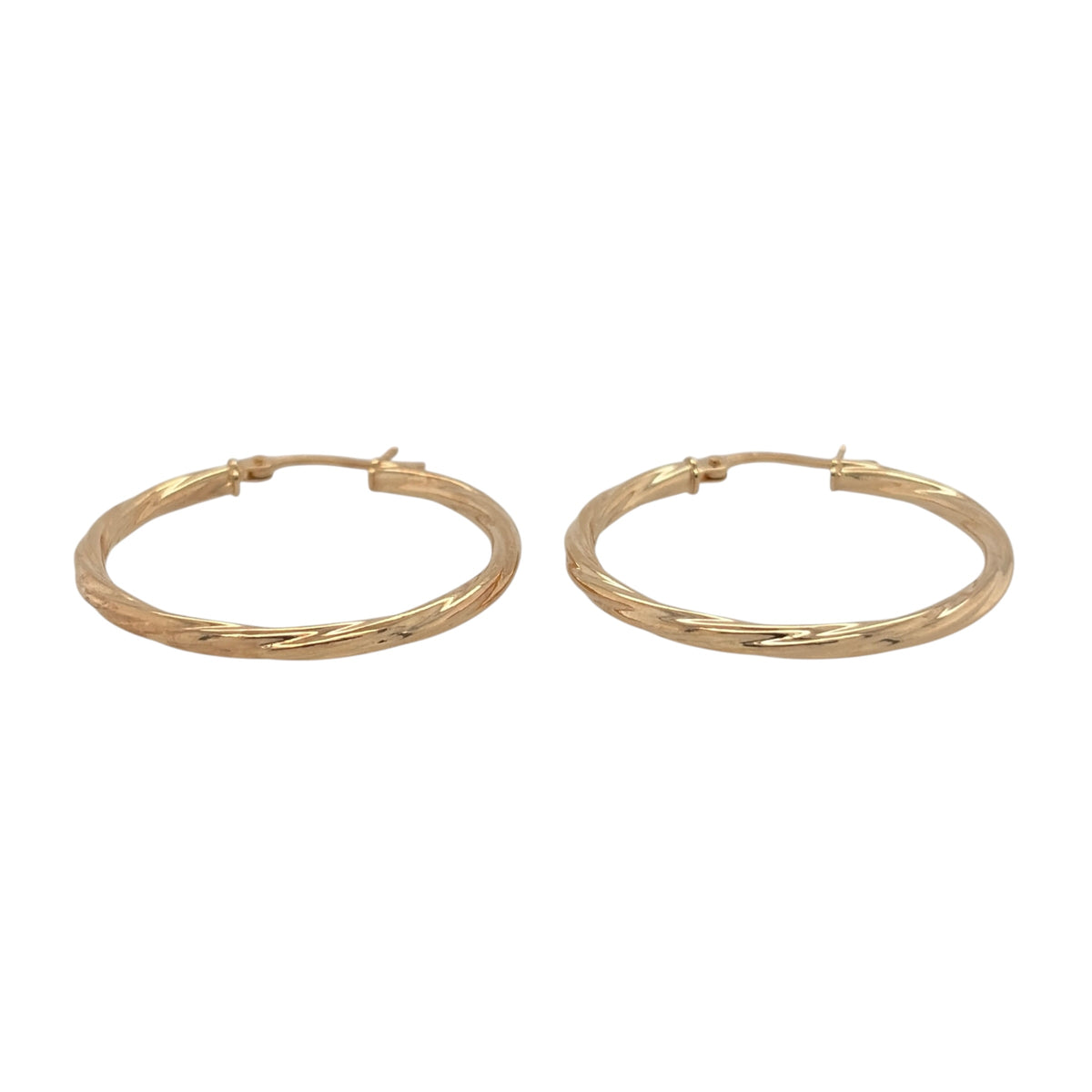 New 9ct Yellow Gold Twisted Hoop Creole Earrings with the weight 1.10 gram and approx 2.8cm diameter
