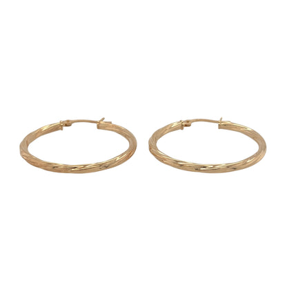 New 9ct Yellow Gold Twisted Hoop Creole Earrings with the weight 1.10 gram and approx 2.8cm diameter