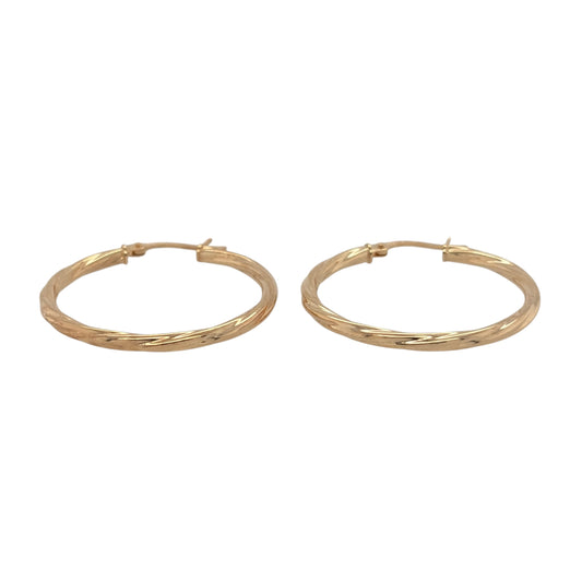 New 9ct Yellow Gold Twisted Hoop Creole Earrings with the weight 1.10 gram and approx 2.8cm diameter