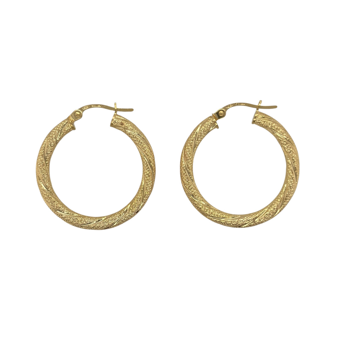 9ct Gold Textured Twisted Hoop Creole Earrings