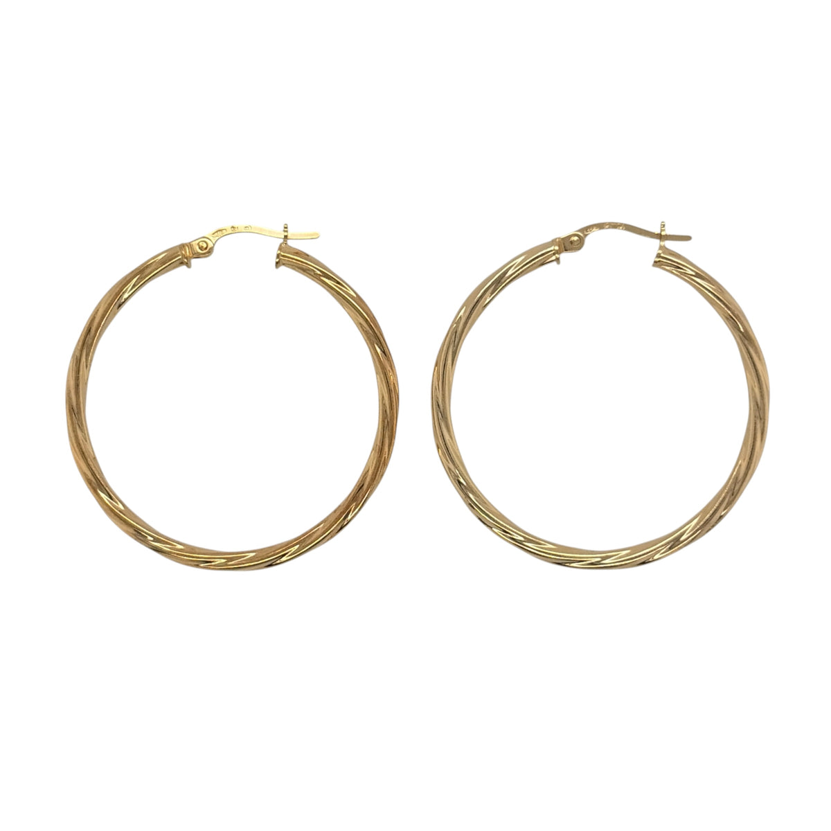 9ct Gold Twisted Hoop Creole Earrings