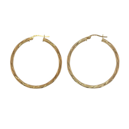 9ct Gold Twisted Hoop Creole Earrings