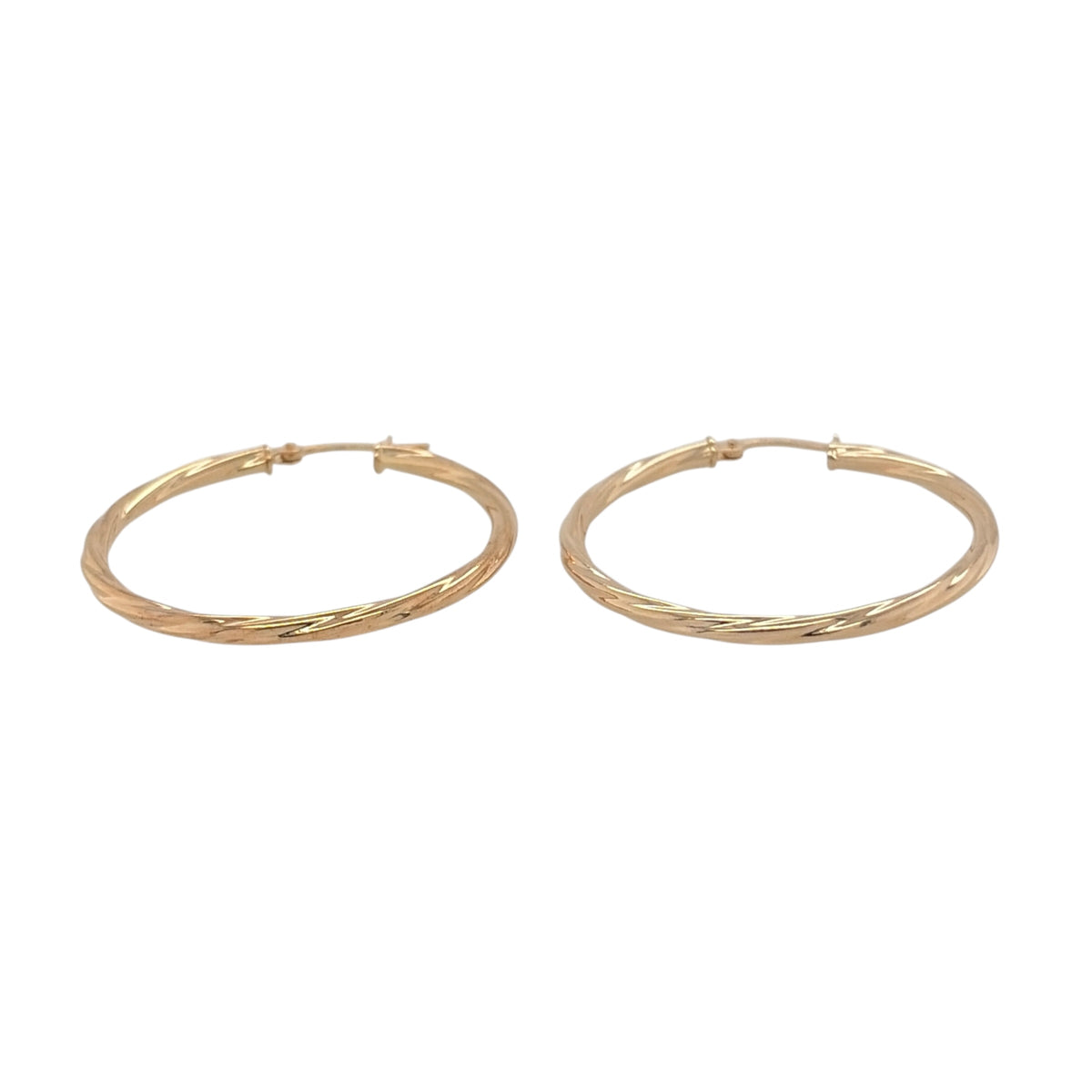 New 9ct Yellow Gold Twisted Hoop Creole Earrings with the weight 1.40 grams and approx 3.3cm diameter