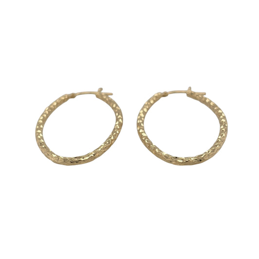 New 9ct Yellow Gold Sparkle Textured Oval Creole Earrings with the weight 1.30 grams and approx 4cm height