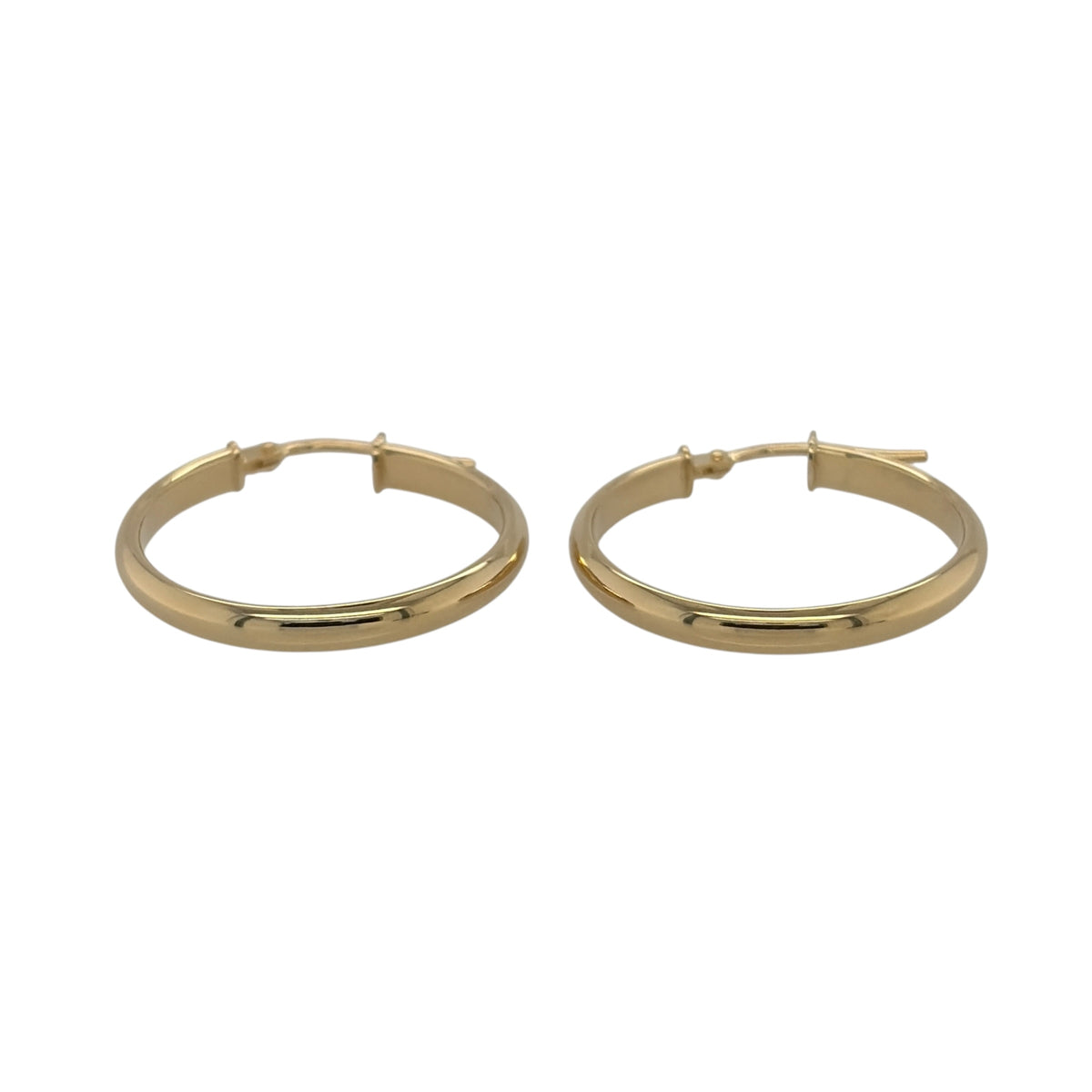 New 9ct Yellow Gold Plain Hoop Creole Earrings with the weight 1.40 grams and approx 2.3cm diameter