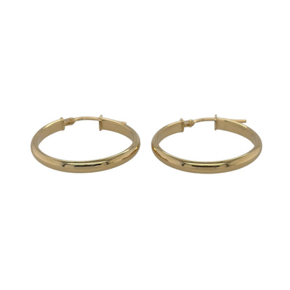 New 9ct Yellow Gold Plain Hoop Creole Earrings with the weight 1.40 grams and approx 2.3cm diameter