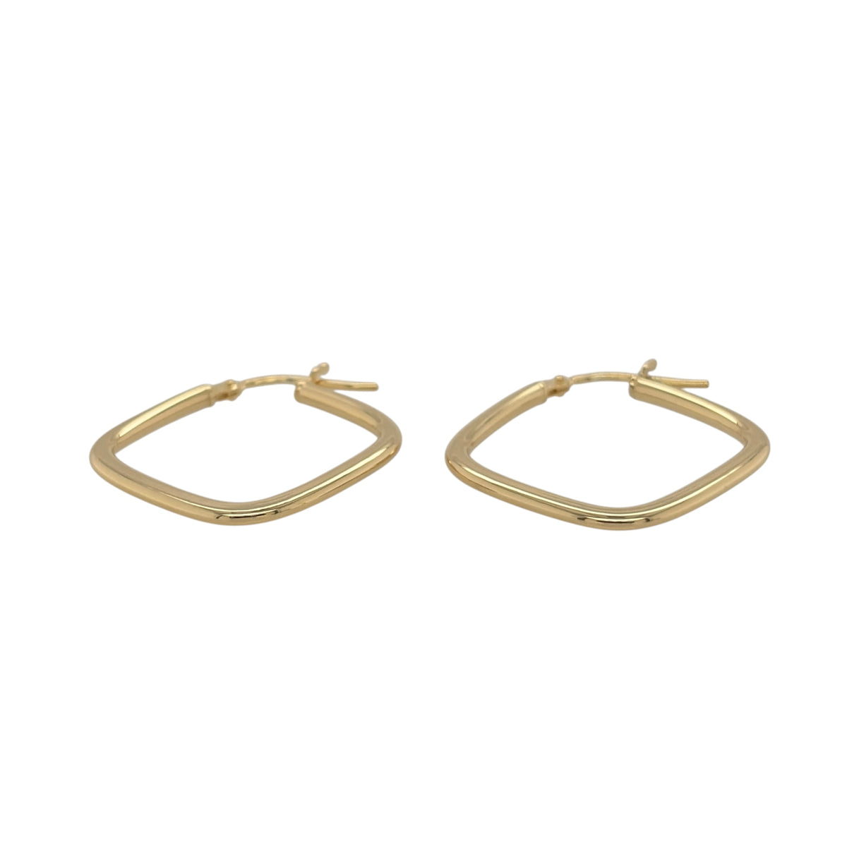 New 9ct Yellow Gold Plain Square Creole Earrings with the weight 1.40 grams and approx 2.2cm height