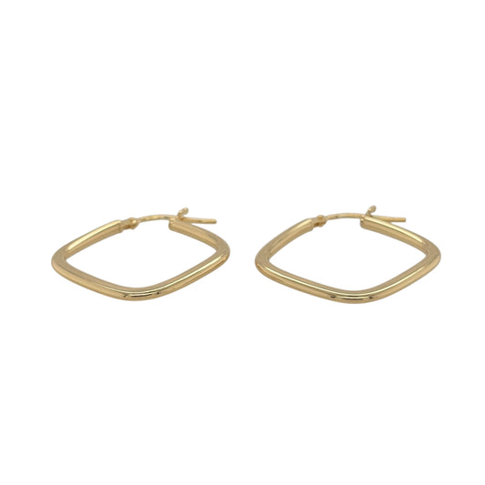 New 9ct Yellow Gold Plain Square Creole Earrings with the weight 1.40 grams and approx 2.2cm height