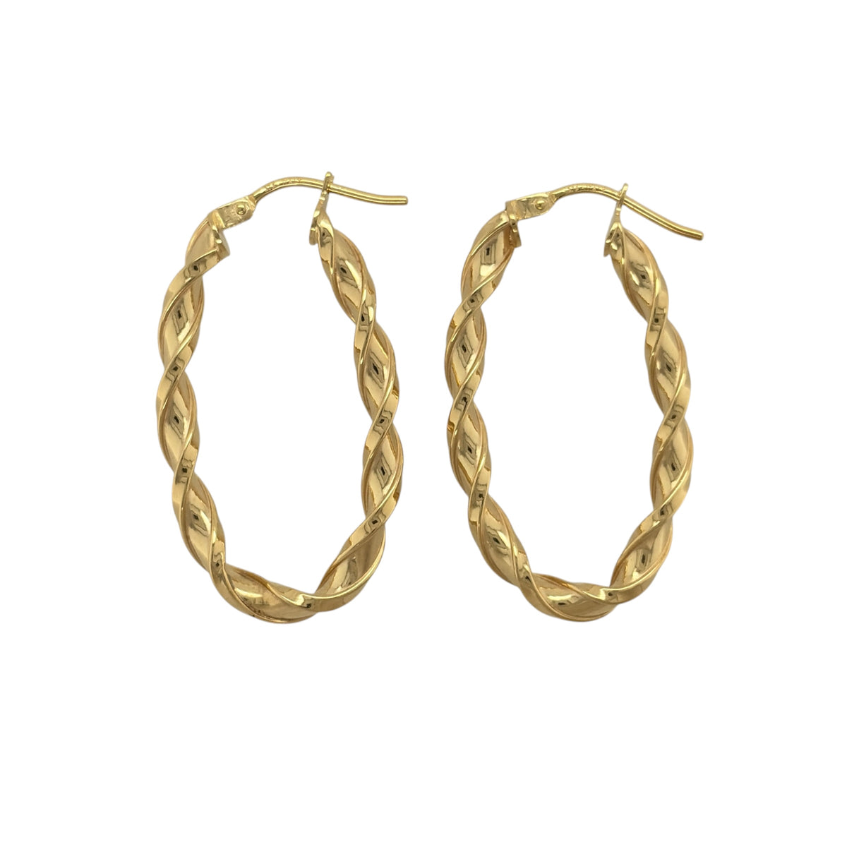 9ct Gold Twisted Oval Creole Earrings