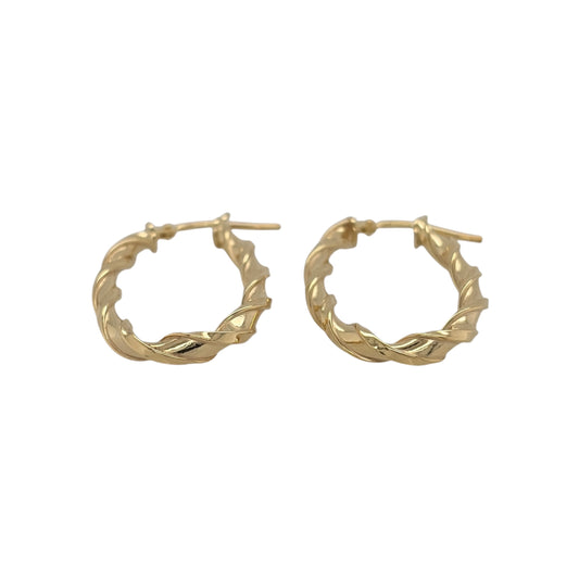 New 9ct Yellow Gold Twisted Oval Creole Earrings with the weight 1.40 grams and approx 2.9cm height