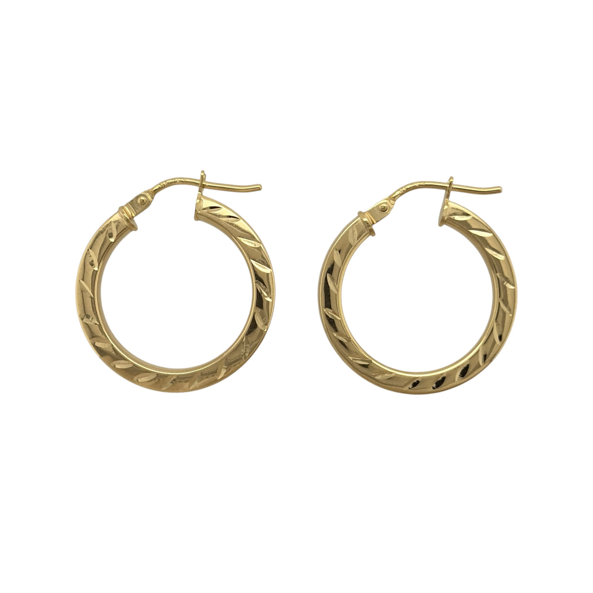 9ct Gold Patterned Hoop Creole Earrings