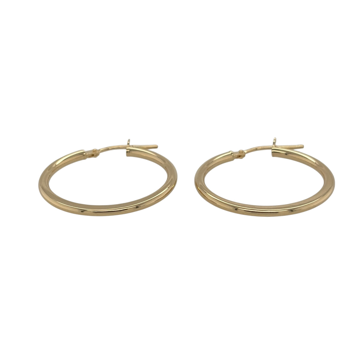 New 9ct Yellow Gold Plain Hoop Creole Earrings with the weight 1.50 grams and approx 2.3cm diameter