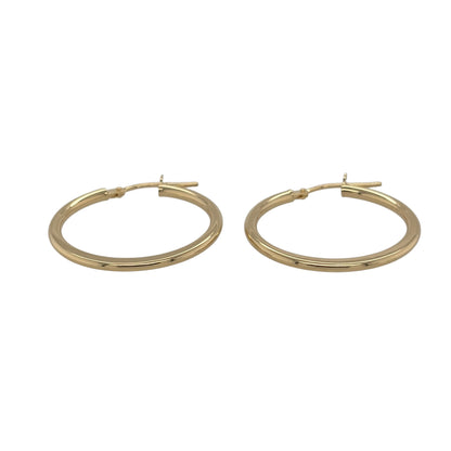New 9ct Yellow Gold Plain Hoop Creole Earrings with the weight 1.50 grams and approx 2.3cm diameter