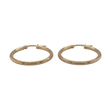 New 9ct Yellow Gold Plain Hoop Creole Earrings with the weight 1.70 grams and approx 2.3cm diameter
