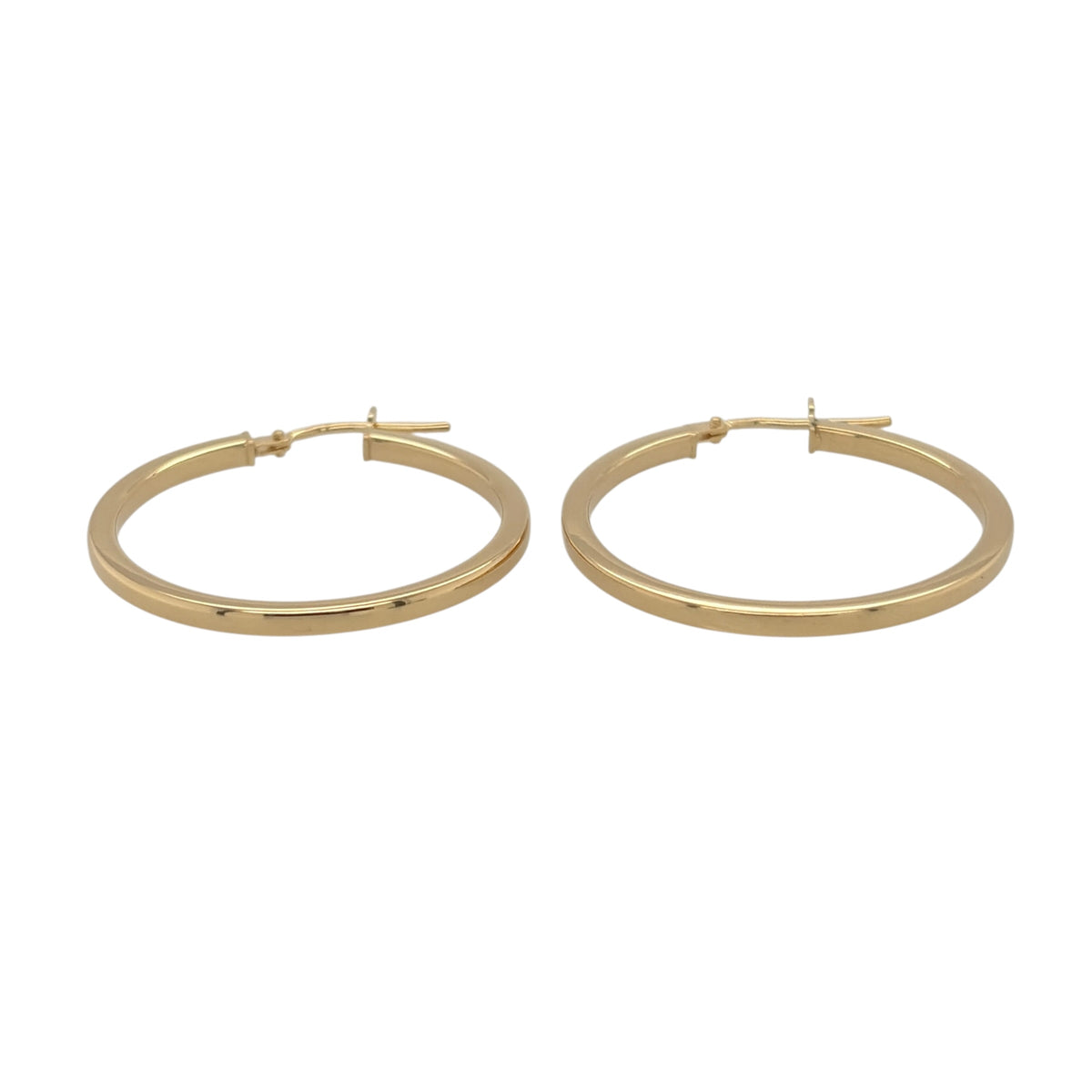 New 9ct Yellow Gold Plain Hoop Creole Earrings with the weight 1.70 grams and approx 2.8cm diameter